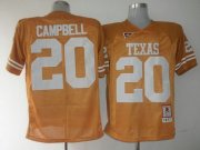 Wholesale Cheap Men's Texas Longhorns #20 Earl Campbell Orange Throwback NCAA Football Jersey