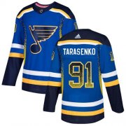 Wholesale Cheap Adidas Blues #91 Vladimir Tarasenko Blue Home Authentic Drift Fashion Stitched NHL Jersey