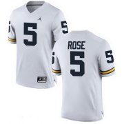 Wholesale Cheap Men's Michigan Wolverines #5 Jalen Rose Retired White Stitched College Football Brand Jordan NCAA Jersey