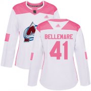 Wholesale Cheap Adidas Avalanche #41 Pierre-Edouard Bellemare White/Pink Authentic Fashion Women's Stitched NHL Jersey
