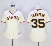 Wholesale Cheap Giants #35 Brandon Crawford Cream Home Women's Stitched MLB Jersey