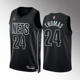 Wholesale Cheap Men\'s Brooklyn Nets #24 Cam Thomas 2022-23 Black Statement Edition Stitched Basketball Jersey