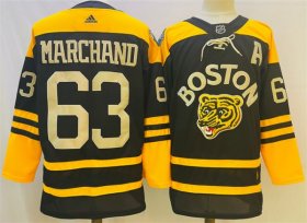 Wholesale Cheap Men\'s Boston Bruins #63 Brad Marchand Black Classic Primegreen Stitched Jersey