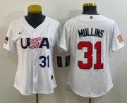 Wholesale Cheap Women's USA Baseball #31 Cedric Mullins Number 2023 White World Classic Stitched Jerseys