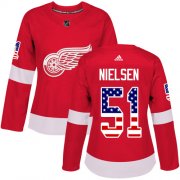 Wholesale Cheap Adidas Red Wings #51 Frans Nielsen Red Home Authentic USA Flag Women's Stitched NHL Jersey