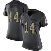 Wholesale Cheap Nike Bills #14 Stefon Diggs Black Women's Stitched NFL Limited 2016 Salute to Service Jersey
