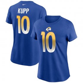 Wholesale Cheap Los Angeles Rams #10 Cooper Kupp Nike Women\'s Team Player Name & Number T-Shirt Royal