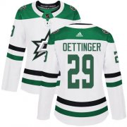 Cheap Adidas Stars #29 Jake Oettinger White Road Authentic Women's Stitched NHL Jersey