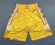 Wholesale Cheap Men's Los Angeles Lakers Yellow 2020 Nike City Edition Swingman Shorts