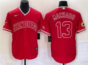 Wholesale Cheap Men's San Diego Padres #13 Manny Machado Red Cool Base Stitched Baseball Jersey