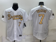 Wholesale Men's Atlanta Braves #7 Dansby Swanson White Number 2022 All Star Stitched Flex Base Nike Jersey
