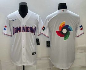 Wholesale Cheap Men\'s Dominican Republic Baseball 2023 White World Baseball Big Logo With Patch Classic Stitched Jerseys