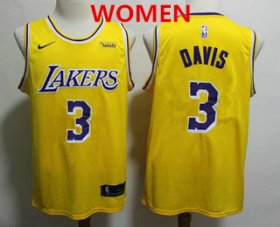 Wholesale Cheap Women\'s Los Angeles Lakers #3 Anthony Davis 2019 Yellow Nike Swingman Wish Stitched NBA Jersey