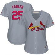 Wholesale Cheap Cardinals #25 Dexter Fowler Grey Road Women's Stitched MLB Jersey
