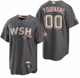 Wholesale Cheap Men\'s Washington Nationals Active Player Custom 2022 Grey City Connect Cherry Blossom Cool Base Stitched Jersey