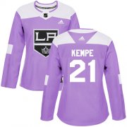 Wholesale Cheap Adidas Kings #21 Mario Kempe Purple Authentic Fights Cancer Women's Stitched NHL Jersey