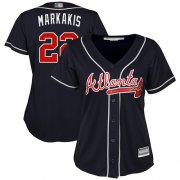 Wholesale Cheap Braves #22 Nick Markakis Navy Blue Alternate Women's Stitched MLB Jersey