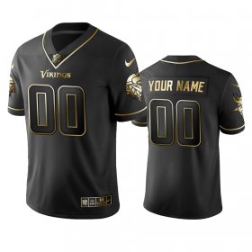 Wholesale Cheap Vikings Custom Men\'s Stitched NFL Vapor Untouchable Limited Black Golden Jersey
