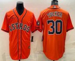 Wholesale Cheap Men's Houston Astros #30 Kyle Tucker Orange With Patch Stitched MLB Cool Base Nike Jersey