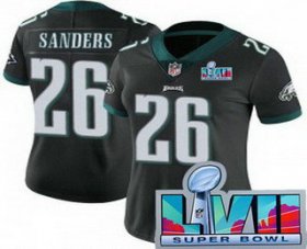 Wholesale Cheap Women\'s Philadelphia Eagles #26 Miles Sanders Limited Black Super Bowl LVII Vapor Jersey