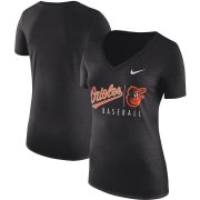 Wholesale Cheap Baltimore Orioles Nike Women's Practice Tri-Blend V-Neck T-Shirt Black