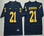 Wholesale Cheap Men's Michigan Wolverines #21 Desmond Howard Navy Blue Stitched NCAA Brand Jordan College Football Jersey