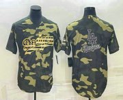 Wholesale Cheap Men's Los Angeles Dodgers Olive Team Big Logo Cool Base Stitched Baseball Jersey
