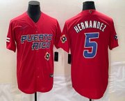 Wholesale Cheap Men's Puerto Rico Baseball #5 Enrique Hernandez 2023 Red World Classic Stitched Jersey