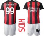 Wholesale Cheap Youth 2020-2021 club AC milan home 99 red Soccer Jerseys