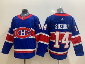 Wholesale Cheap Men\'s Montreal Canadiens #14 Nick Suzuki Blue Adidas 2020-21 Alternate Authentic Player NHL Jersey