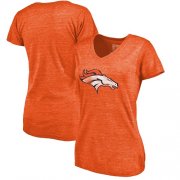 Wholesale Cheap Women's Denver Broncos NFL Pro Line by Fanatics Branded Orange Distressed Team Logo Tri-Blend T-Shirt