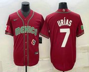 Wholesale Cheap Men's Mexico Baseball #7 Julio Urias 2023 Red Blue World Baseball Classic Stitched Jersey