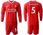Wholesale Cheap Men 2020-2021 club Liverpool home long sleeves 5 red Soccer Jerseys