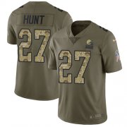 Wholesale Cheap Nike Browns #27 Kareem Hunt Olive/Camo Men's Stitched NFL Limited 2017 Salute To Service Jersey