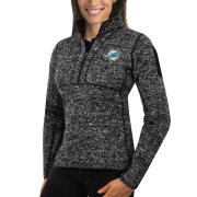 Wholesale Cheap Miami Dolphins Antigua Women's Fortune Half-Zip Sweater Heather Black