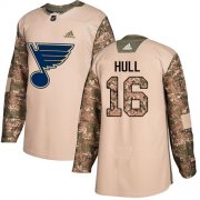 Wholesale Cheap Adidas Blues #16 Brett Hull Camo Authentic 2017 Veterans Day Stitched Youth NHL Jersey