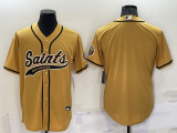 Wholesale Men's New Orleans Saints Blank Gold Stitched Cool Base Nike Baseball Jersey