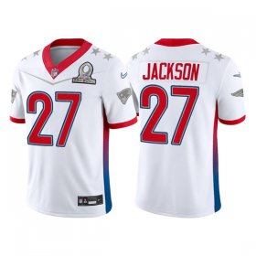 Wholesale Cheap Men\'s New England Patriots #27 J.C. Jackson 2022 White AFC Pro Bowl Stitched Jersey