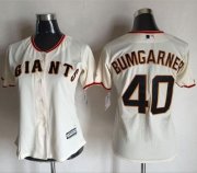 Wholesale Cheap Giants #40 Madison Bumgarner Cream Women's Home Stitched MLB Jersey