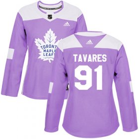 Wholesale Cheap Adidas Maple Leafs #91 John Tavares Purple Authentic Fights Cancer Women\'s Stitched NHL Jersey