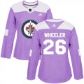 Wholesale Cheap Adidas Jets #26 Blake Wheeler Purple Authentic Fights Cancer Women's Stitched NHL Jersey