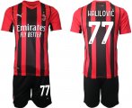 Wholesale Cheap Men 2021-2022 Club AC Milan home red 77 Soccer Jersey