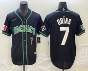 Wholesale Cheap Men's Mexico Baseball #7 Julio Urias Number 2023 Black White World Classic Stitched Jersey2