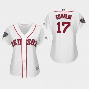 Wholesale Cheap Red Sox #17 Nathan Eovaldi White Home 2018 World Series Women's Stitched MLB Jersey