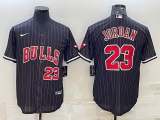 Wholesale Cheap Men's Chicago Bulls #23 Michael Jordan Black Cool Base Stitched Baseball Jersey