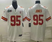Wholesale Cheap Men's Kansas City Chiefs #95 Chris Jones White Super Bowl LVII Patch Vapor Untouchable Limited Stitched Jersey