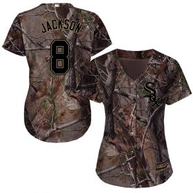 Wholesale Cheap White Sox #8 Bo Jackson Camo Realtree Collection Cool Base Women\'s Stitched MLB Jersey