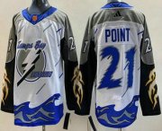 Wholesale Cheap Men's Tampa Bay Lightning #21 Brayden Point White 2022 Reverse Retro Authentic Jersey