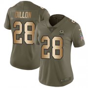 Wholesale Cheap Nike Packers #28 AJ Dillon Olive/Gold Women's Stitched NFL Limited 2017 Salute To Service Jersey