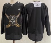 Wholesale Cheap Men's Tampa Bay Lightning Blank Black Pirate Themed Warmup Authentic Jersey